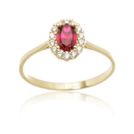 Dámský zlatý prsten s rubínem a zirkony PR0678F + DÁREK ZDARMA Ego Fashion