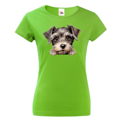 Dámské tričko s potiskem Knírač -  tričko pro milovníky psů BezvaTriko