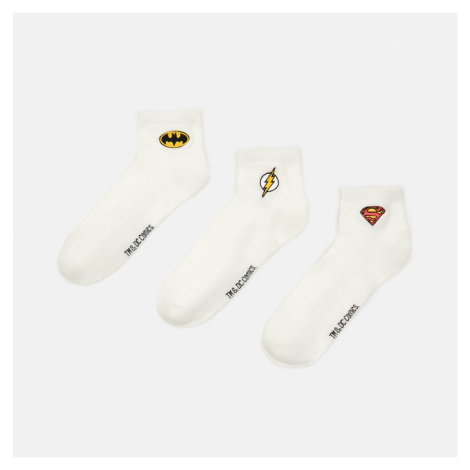 Cropp - Sada 3 párů ponožek s aplikací DC Comics - Bílá