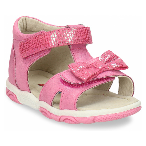 Růžové dětské sandály s mašličkou