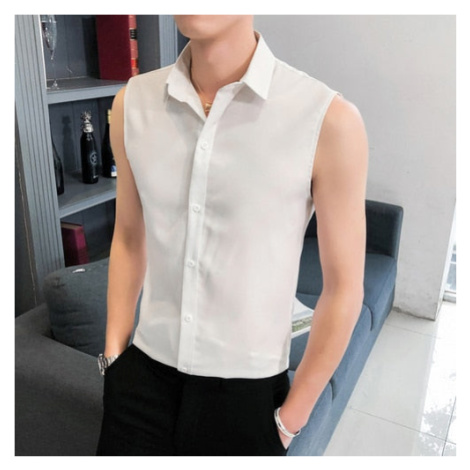 Pánská vesta typu košile bez rukávů s límečkem JFC FASHION