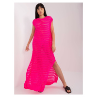 Fluo růžové letní pletené šaty bez rukávů