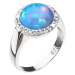 Evolution Group Stříbrný prsten se syntetickým opálem a krystaly Preciosa světle modrý 35060.1
