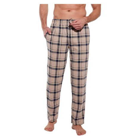 Pánské pyžamové kalhoty Dominik hnědé káro Cornette