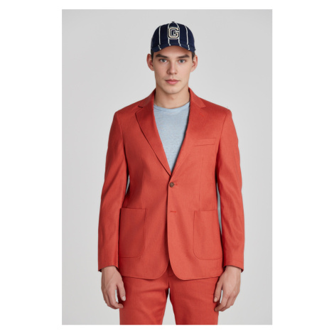 SAKO GANT SLIM COTTON LINEN SUIT BLAZER červená