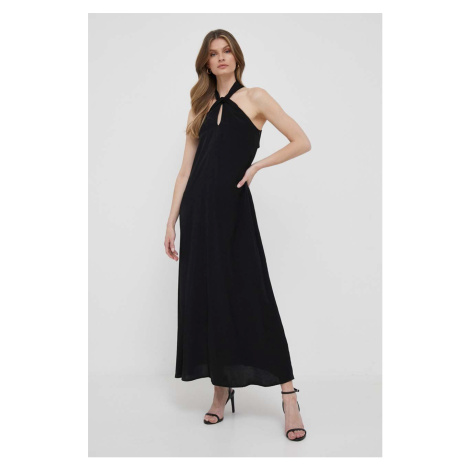 Šaty Sisley černá barva, maxi, oversize