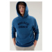 Mikina woolrich organic cotton script hoodie modrá