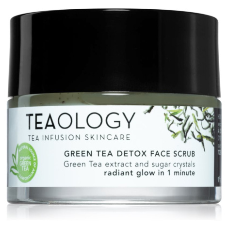 Teaology Cleansing Green Tea Detox Face Scrub cukrový peeling pro jemné čištění a výživu pokožky