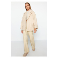 Trendyol Beige Oversize Wide Cut Stamped Coat