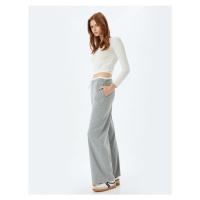 Koton Gray Striped Women's Trousers