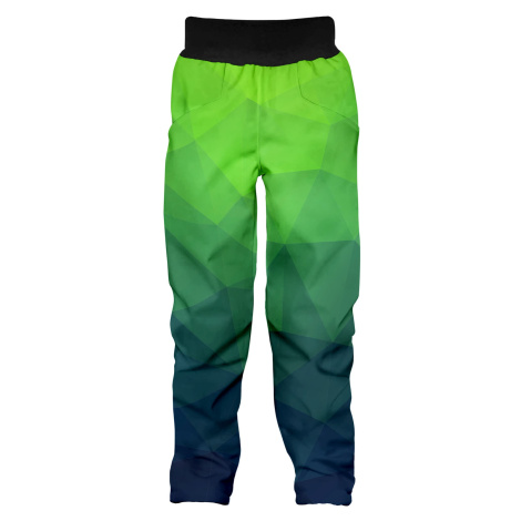 WAMU Dětské softshellové kalhoty, MOZAIKA, zelená