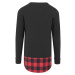 Long Flanell Bottom Open Edge Crewneck - blk/blk/red