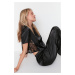Trendyol Black Lace Detailed Satin Woven Pajamas Set