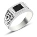 OLIVIE Pánský stříbrný prsten ONYX 5708