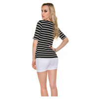 Sexy ribbed 3/4 sleeve shirt striped
