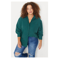 Trendyol Curve Dark Green Boyfriend Woven Shirt