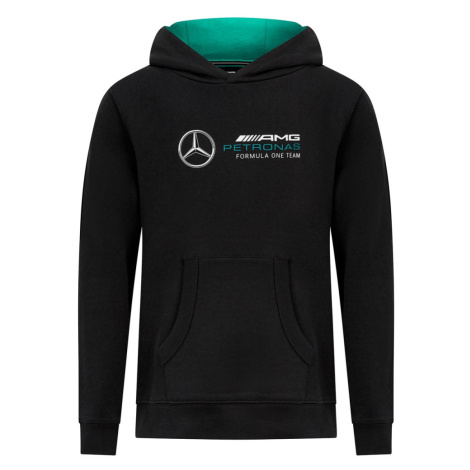Mercedes AMG Petronas dětská mikina s kapucí Logo black F1 Team 2023 Stichd