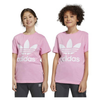 Dětské bavlněné tričko adidas Originals TREFOIL růžová barva