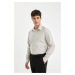 DEFACTO Modern Fit Polo Collar Poplin Long Sleeve Shirt