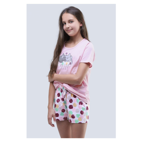 Dívčí letní pyžamo Cats růžové