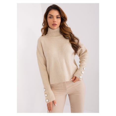 SVĚTLE BÉŽOVÝ ROLÁK S OZDOBNÝMI KNOFLÍKY -LIGHT BEIGE Béžová BASIC