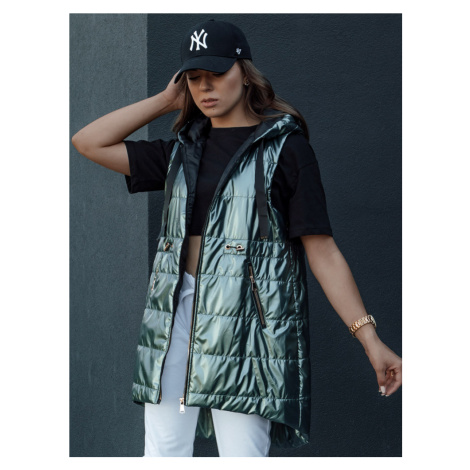 Kamizelka damska pikowana PIXIECODE ciemnozielona Dstreet