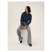 Šedé dámské kostkované široké kalhoty Marks & Spencer
