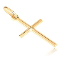 Zlatý přívěsek 585 - malý lesklý kříž s gravírovaným X