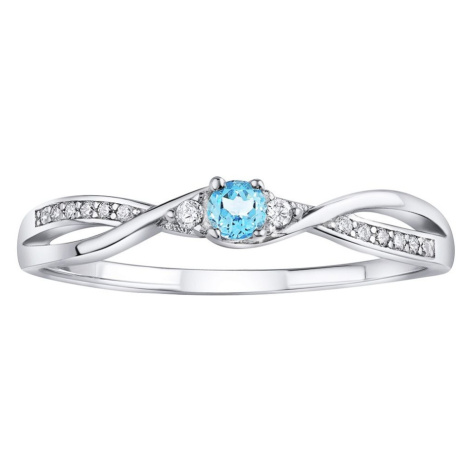 Stříbrný prsten s pravým modrým Topazem a Brilliance Zirconia Silvego