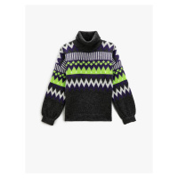 Koton Turtleneck Knitwear Sweater Geometric Pattern Long Sleeve