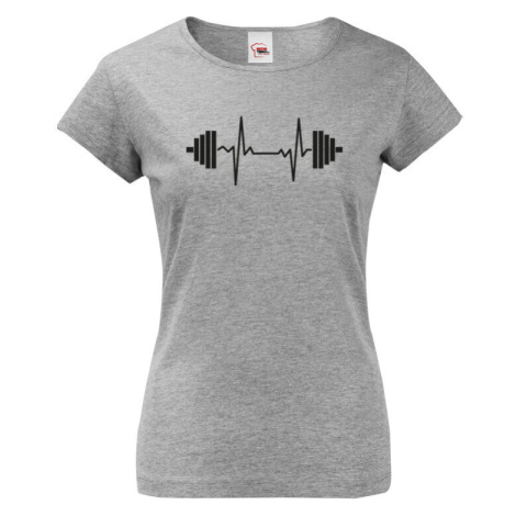 Dámské tričko s potiskem tepu a činku - skvělé fitness tričko BezvaTriko