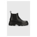 Kožené kotníkové boty Copenhagen dámské, černá barva, na plochém podpatku, CPH155 vitello