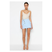 Trendyol Baby Blue Mini Double Breasted Skirt