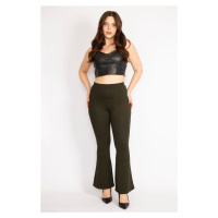 Şans Women's Khaki Plus Size Wide Leg Leggings