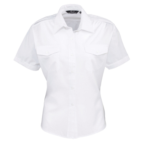 Premier Workwear Dámská pilotní košile s krátkým rukávem PR312 White