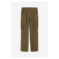 H & M - Plátěné kalhoty cargo - zelená