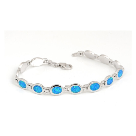Dámský stříbrný náramek s modrými opály 19 cm STNA0560F + Dárek zdarma Ego Fashion