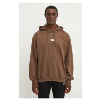 Bavlněná mikina The North Face Zumu Hoodie pánská, hnědá barva, s kapucí, s potiskem, NF0A89FJ1O