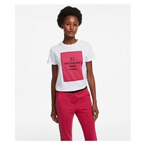 Tričko Karl Lagerfeld Square Address Logo T-Shirt - Bílá