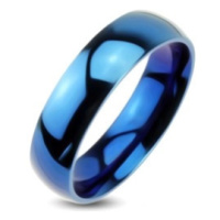Modrá kovová obrúčka - hladký prsteň so zrkadlovým leskom