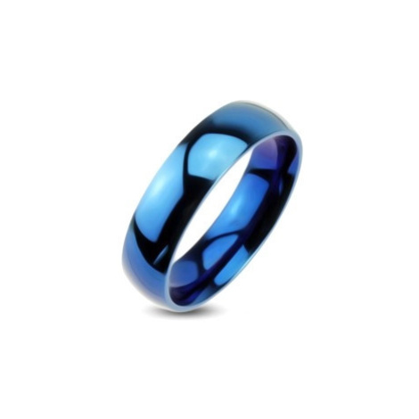 Modrá kovová obrúčka - hladký prsteň so zrkadlovým leskom Šperky eshop