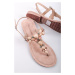 Béžové kožené sandály 1-28163