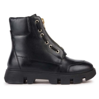 Kožené kotníkové boty Geox D VILDE B dámské, černá barva, na plochém podpatku, D36UAB 00085 C999