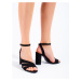 Exkluzívní dámské sandály černé na širokém podpatku