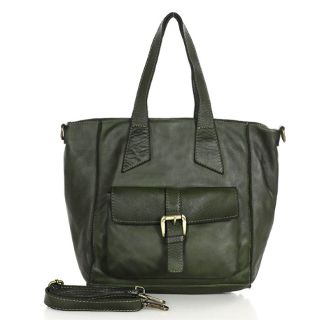 Kožená kabelka přes rameno M23M1 zelená Marco Mazzini handmade