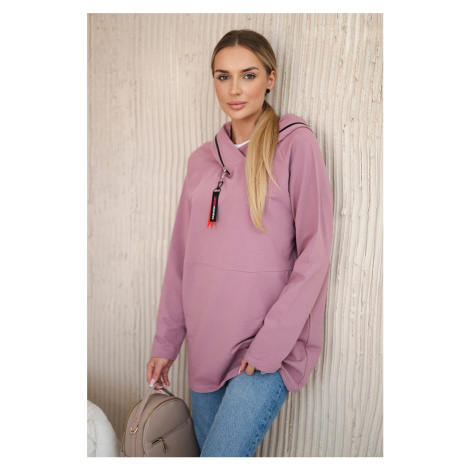 Tunika se zipem na kapuci Oversize tmavě růžová Kesi