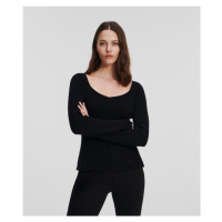 Svetr karl lagerfeld ls feminine knit top černá