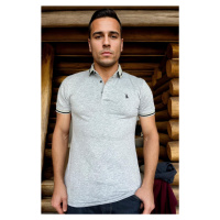 T8586 DEWBERRY MEN'S POLO NECK T-SHIRT-PLAIN GREY