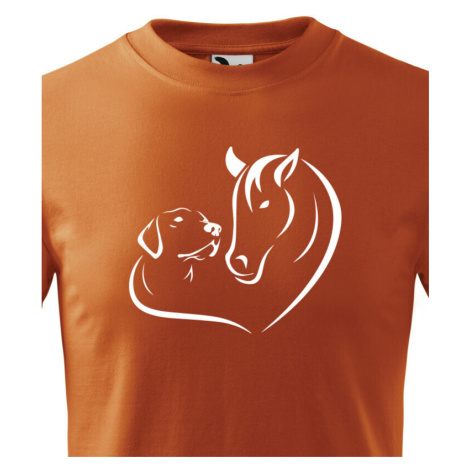 Dětské tričko pro milovníky zvířat - Srdce koně a psa - skvělý dárek BezvaTriko