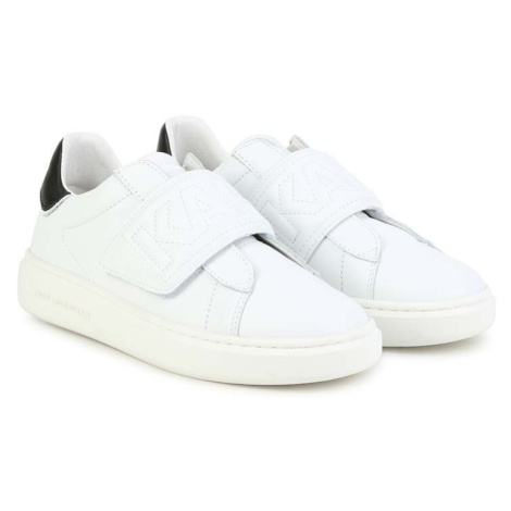 Dětské kožené sneakers boty Karl Lagerfeld bílá barva